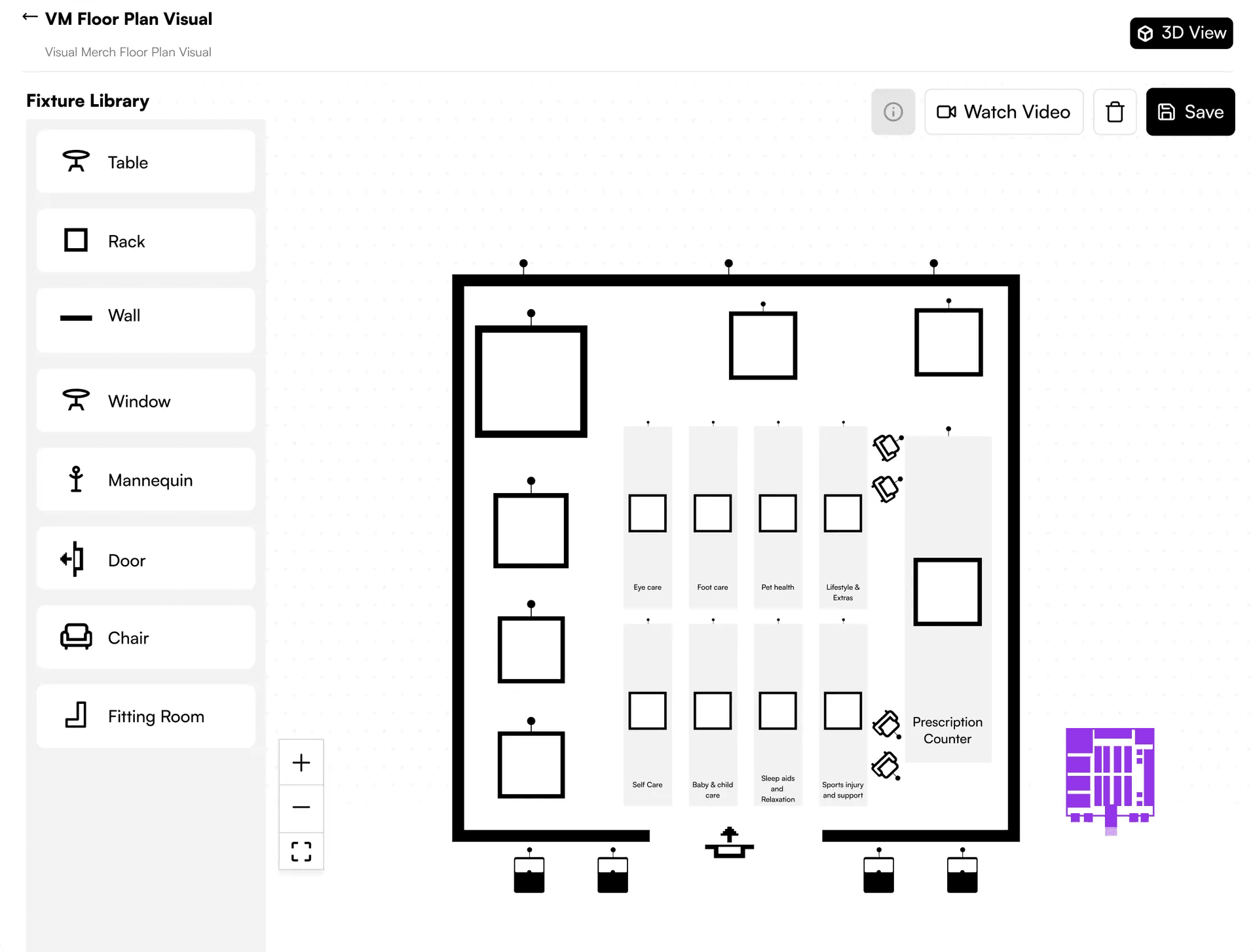 3D Interactive Store Floor Plan